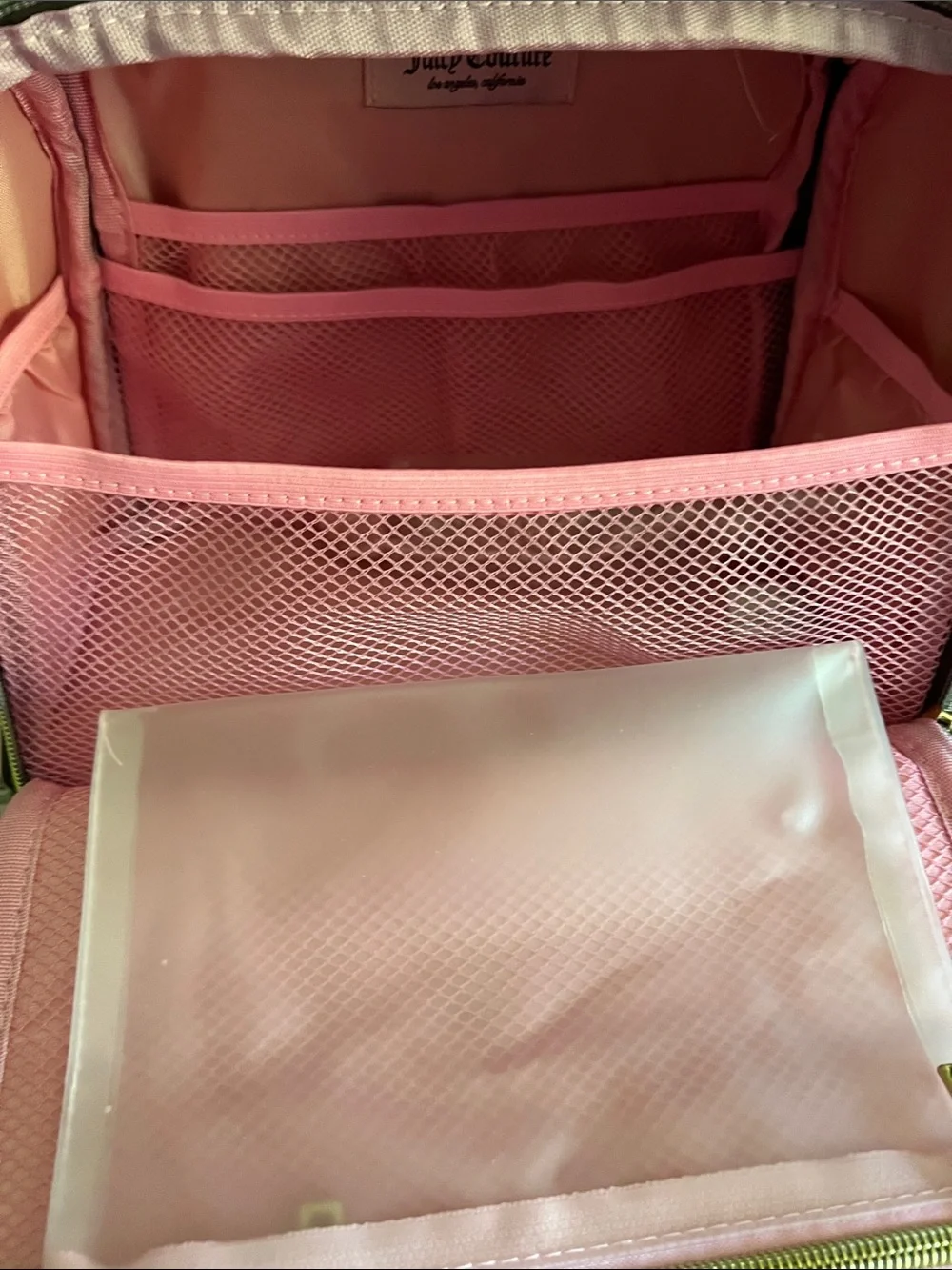 Juicy Couture Pink Velour Embroidered Cosmetic Bag with Travel Bottle NWT